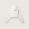 Star Damen-Cropped-Kapuzen-Sweatshirt aus grau melierter Baumwolle