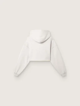 Star Damen-Cropped-Kapuzen-Sweatshirt aus grau melierter Baumwolle