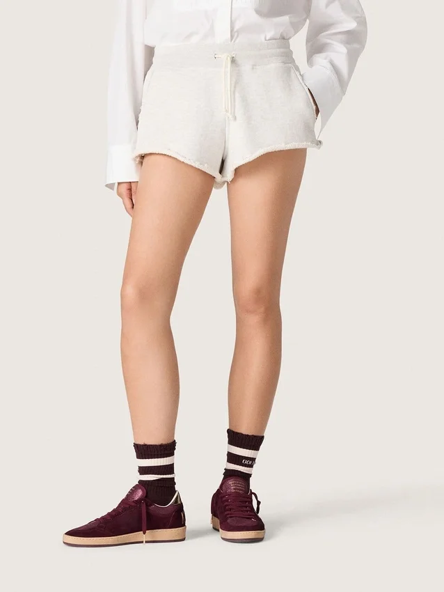 Star-Damen-Shorts aus grau meliertem Fleece