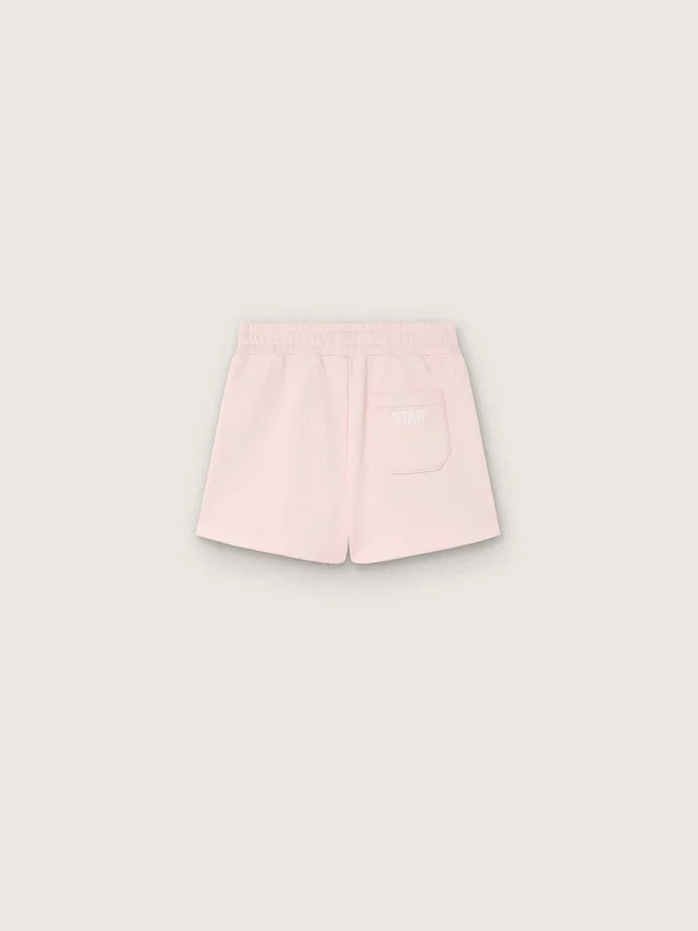 „Star“-Mädchenshorts aus rosa Baumwolle mit Aufnäher und Logo