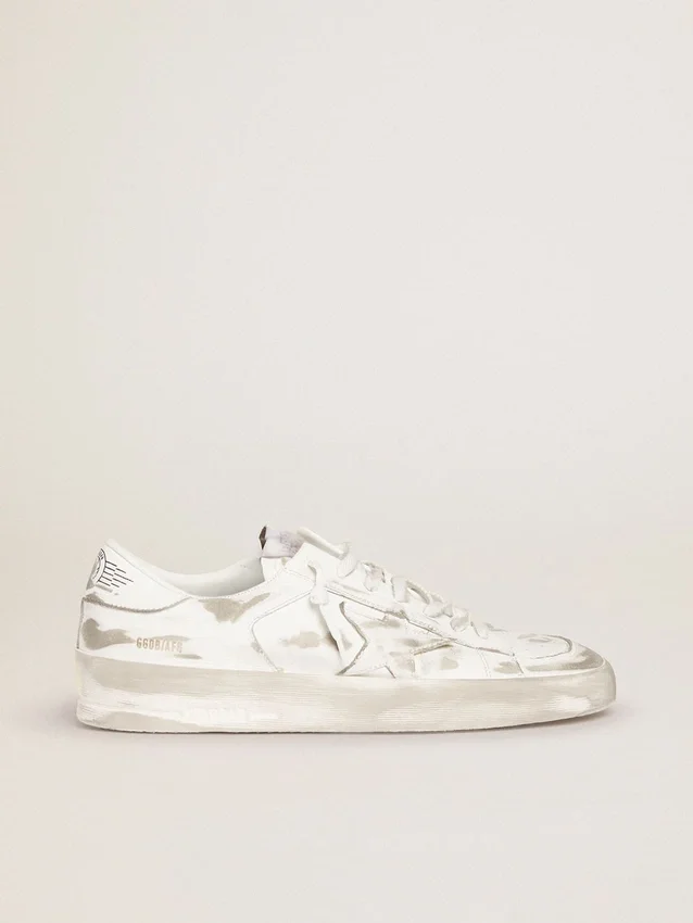 Stardan-Sneaker aus weißem Leder mit Used-Look