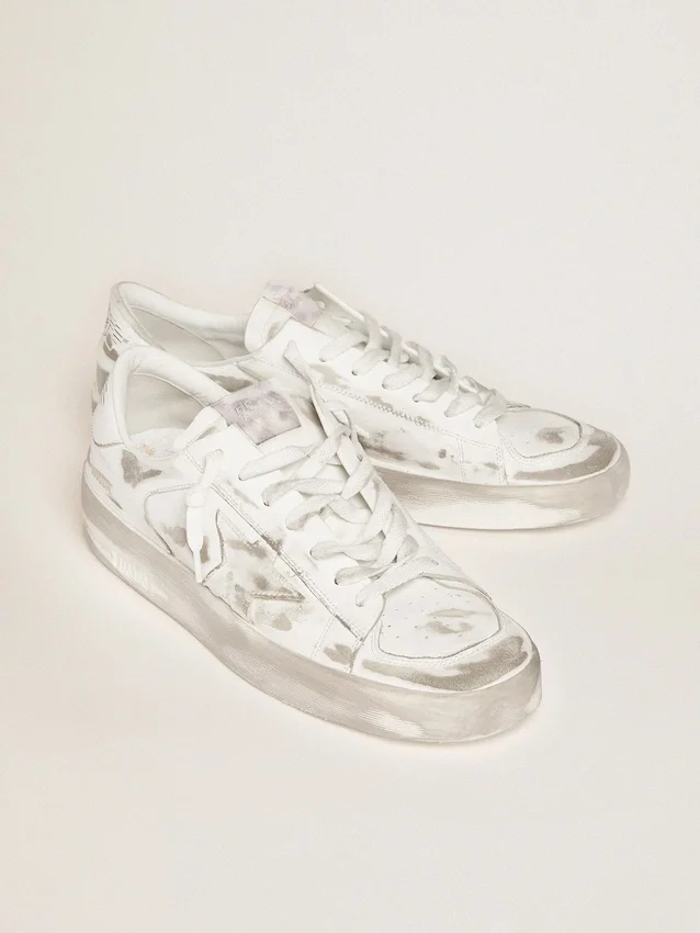 Stardan-Sneaker aus weißem Leder mit Used-Look