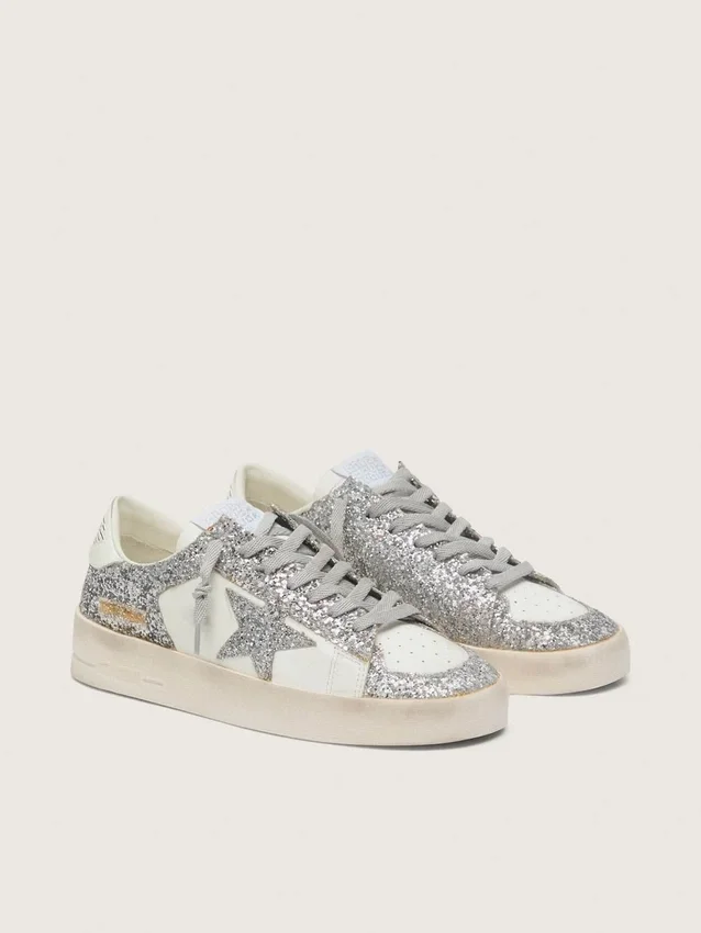 Stardan für Damen aus weißem Leder und mit Glitzer