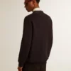 Strickjacke aus der „Golden Collection“ aus dunkelblauer Baumwolle mit Used-Look