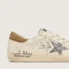 Super-Star für Damen aus Nappaleder mit silbernem Glitzerstern und durchgehendem Schriftzug