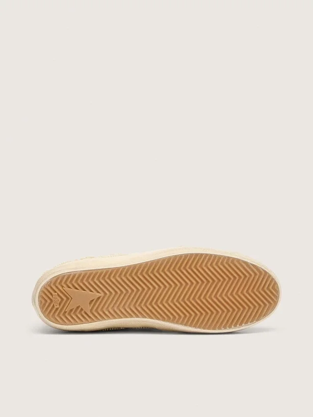 Super-Star LTD für Damen aus perlfarbenem Wildleder mit goldenem Stern und Perlenstickerei