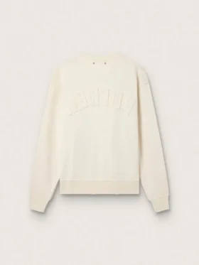 Sweatshirt in gealtertem Weiß mit umgekehrtem Logo auf der Rückseite – Jersey Capsule