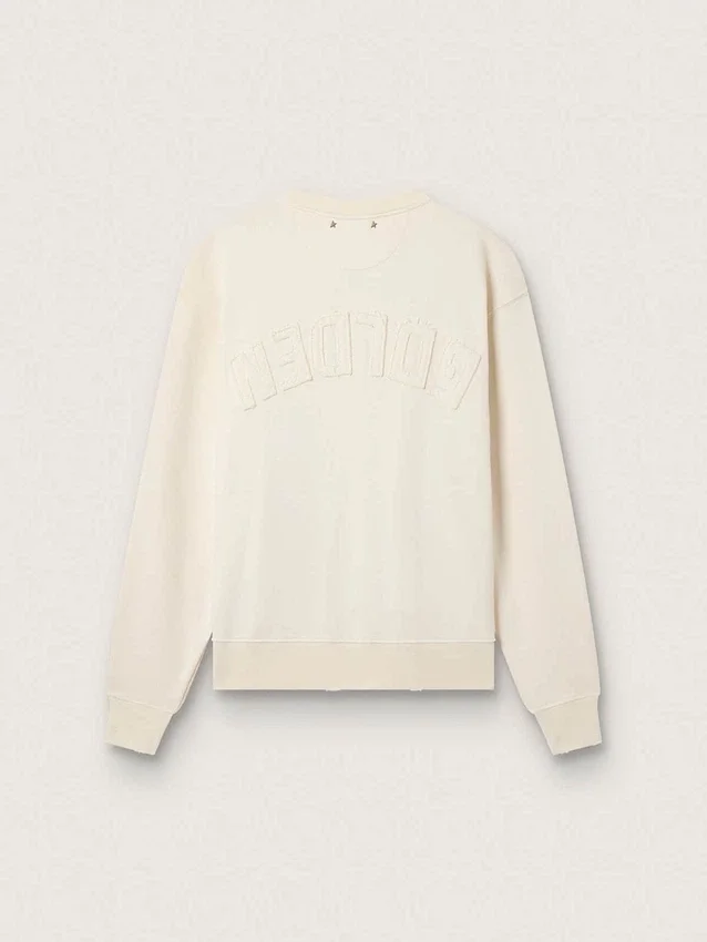 Sweatshirt in gealtertem Weiß mit umgekehrtem Logo auf der Rückseite – Jersey Capsule