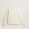 Sweatshirt in gealtertem Weiß mit umgekehrtem Logo auf der Rückseite – Jersey Capsule