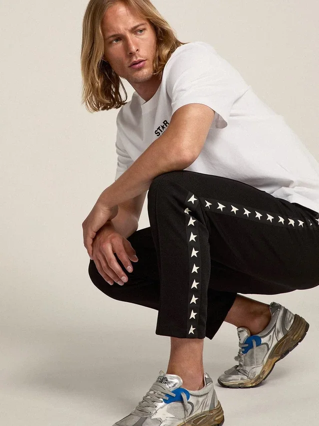 T-Shirt aus der „White Star Collection“ mit kontrastierendem schwarzem Logo und Stern