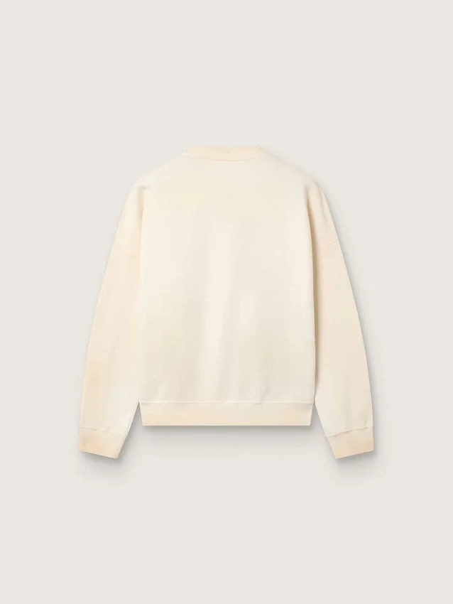 Unisex-Baumwoll-Sweatshirt „Star“ in Vintage-Weiß mit gestickten VCE-Aufnähern