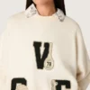 Unisex-Baumwoll-Sweatshirt „Star“ in Vintage-Weiß mit gestickten VCE-Aufnähern