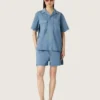 Unisex-Shorts aus hellblauem Baumwoll-Twill