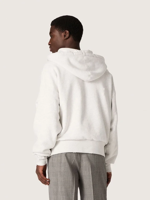 Unisex-Kapuzen-Sweatshirt „Star“ aus grau melierter Baumwolle