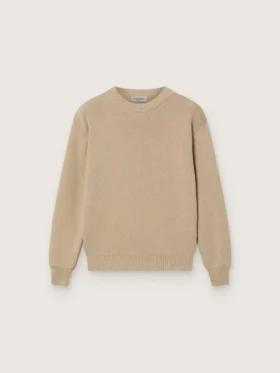 Unisex-Pullover für Kinder in Goldbeige mit Rippmuster und Logo auf der Rückseite
