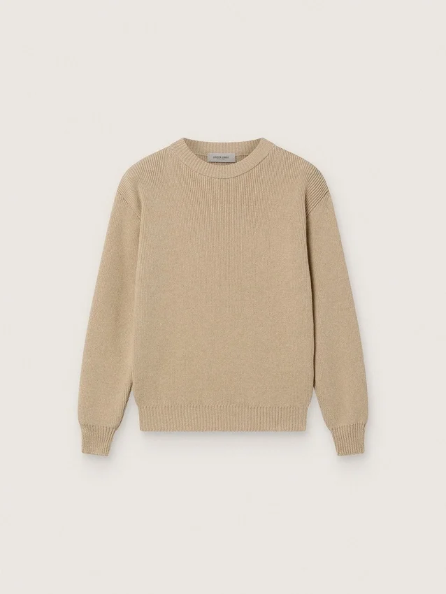 Unisex-Pullover für Kinder in Goldbeige mit Rippmuster und Logo auf der Rückseite