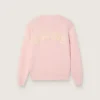 Unisex-Pullover für Kinder in Rosa mit Rippmuster und Golden-Logo auf der Rückseite