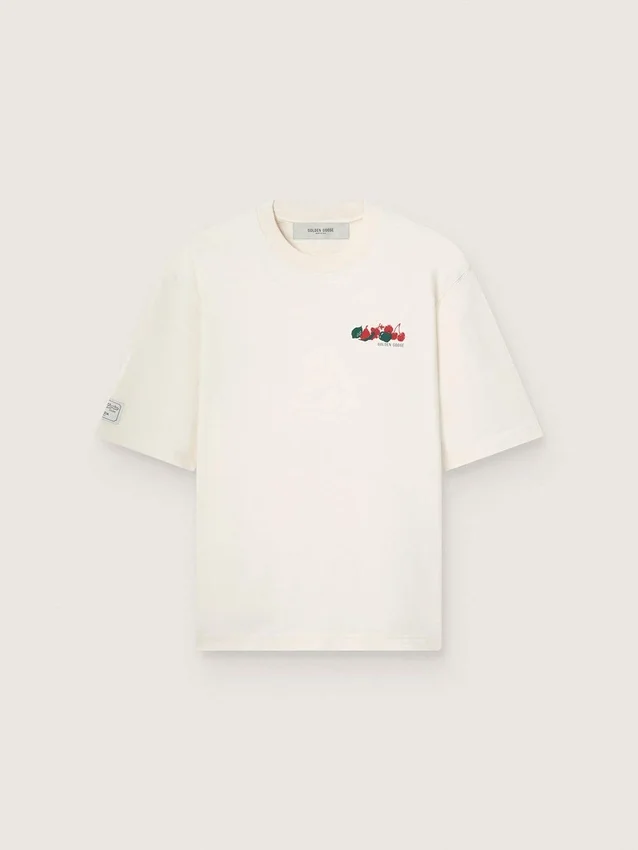Unisex-Resort-Hemd aus weißer Baumwolle mit Aufdruck und Logo