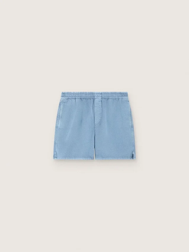 Unisex-Shorts aus hellblauem Baumwoll-Twill