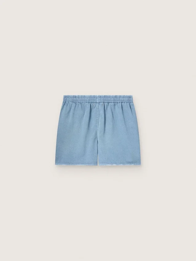 Unisex-Shorts aus hellblauem Baumwoll-Twill