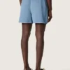 Unisex-Shorts aus hellblauem Baumwoll-Twill