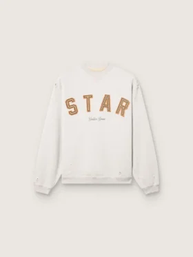 Unisex-Sweatshirt „Star“ aus grau melierter Baumwolle mit „Star“-Stickerei