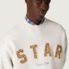 Unisex-Sweatshirt „Star“ aus grau melierter Baumwolle mit „Star“-Stickerei