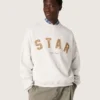 Unisex-Sweatshirt „Star“ aus grau melierter Baumwolle mit „Star“-Stickerei