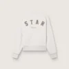 Unisex-Sweatshirt „Star“ aus grauer Baumwolle mit Stickerei und Kristallen