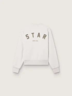 Unisex-Sweatshirt „Star“ aus grauer Baumwolle mit Stickerei und Kristallen