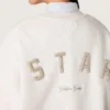 Unisex-Sweatshirt „Star“ aus grauer Baumwolle mit Stickerei und Kristallen