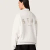 Unisex-Sweatshirt „Star“ aus grauer Baumwolle mit Stickerei und Kristallen