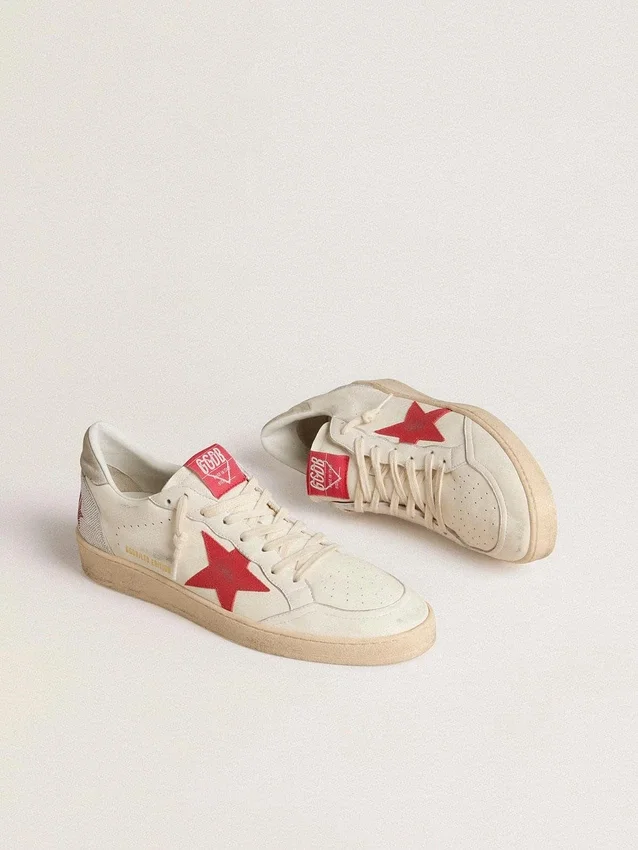 Valentinstag-Damenmodell „Ball Star“ mit rotem Lederstern und rotem Swarovski-Schriftzug