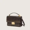 Venezia-Tasche aus vintage-braunem, geprägtem Leder mit goldenen Details