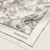 Vintage-Seidenschal in Weiß mit schwarzem Blumenmuster