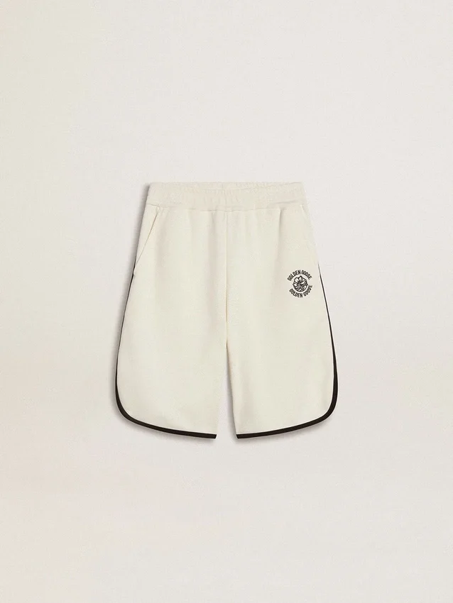 Weiße Shorts für Jungen mit gesticktem Logo