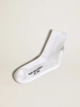 Weiße Socken mit Kristallstern auf der Rückseite