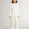 Weißer Wollpullover für Mädchen mit Perlen