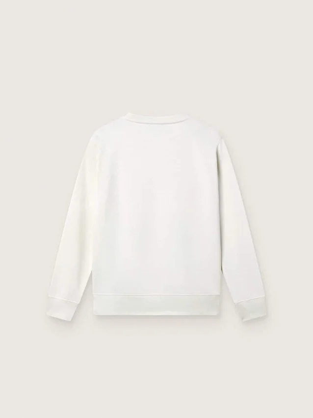 Weißes Baumwoll-Sweatshirt mit Rundhalsausschnitt für Mädchen von Journey mit Maskottchen-Print und Kristallapplikationen