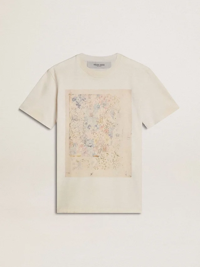 Weißes Damen-Hemd mit Blumenprint