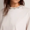 Weißes Damen-Hemd mit Cabochon-Kristallen