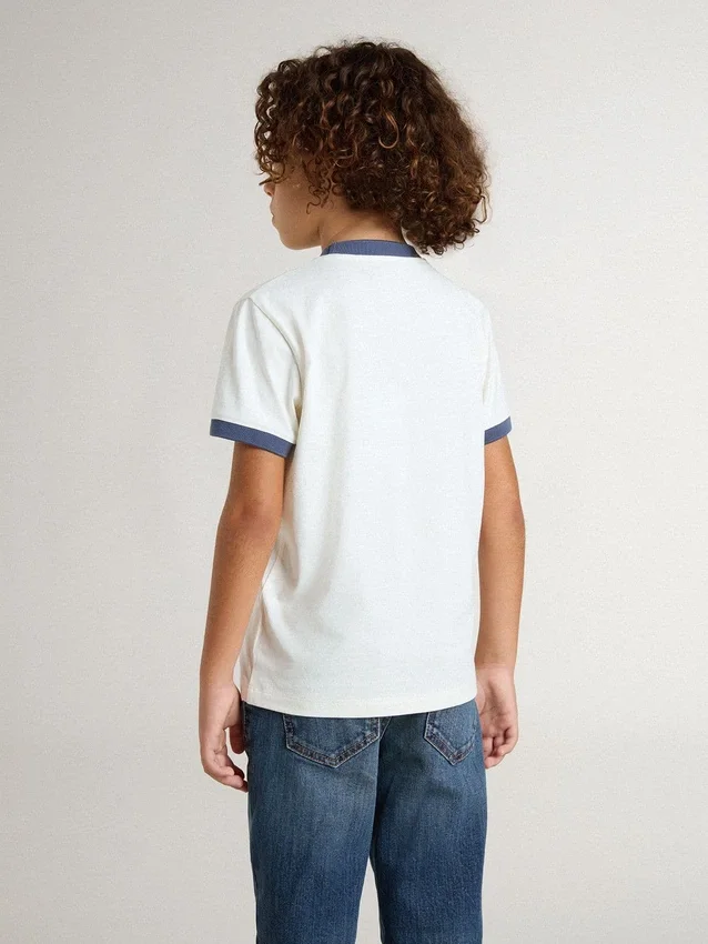 Weißes Hemd für Jungen mit blauem Aufdruck