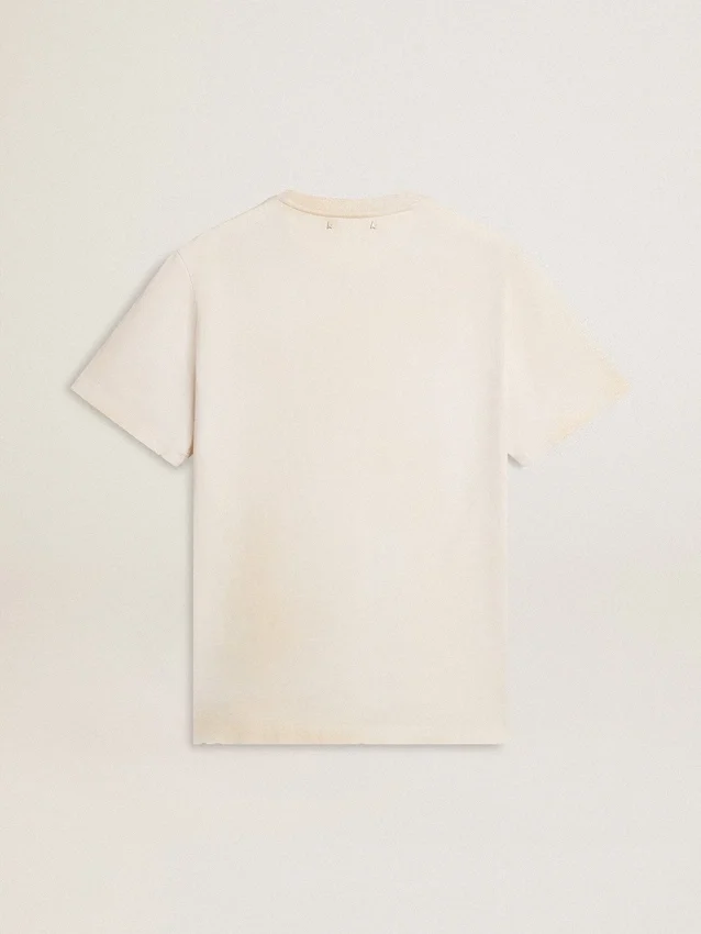Weißes Herren-Hemd im Vintage-Look mit Aufdruck auf der Vorderseite