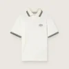 Weißes Herren-Polohemd aus Baumwolle mit durchbrochenem Jacquard-Muster
