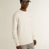 Weißes Herren-Sweatshirt aus Baumwolle mit Aufdruck auf der Rückseite