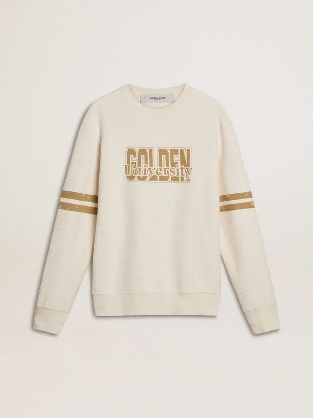 Weißes Herren-Sweatshirt aus Baumwolle mit Aufdruck auf der Vorderseite