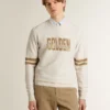 Weißes Herren-Sweatshirt aus Baumwolle mit Aufdruck auf der Vorderseite