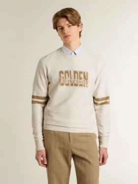 Weißes Herren-Sweatshirt aus Baumwolle mit Aufdruck auf der Vorderseite
