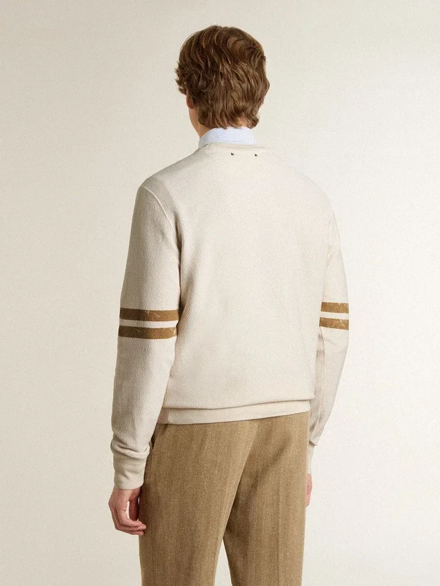 Weißes Herren-Sweatshirt aus Baumwolle mit Aufdruck auf der Vorderseite