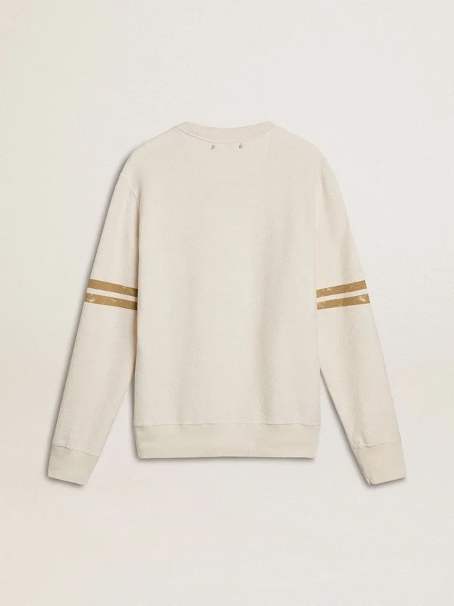 Weißes Herren-Sweatshirt aus Baumwolle mit Aufdruck auf der Vorderseite